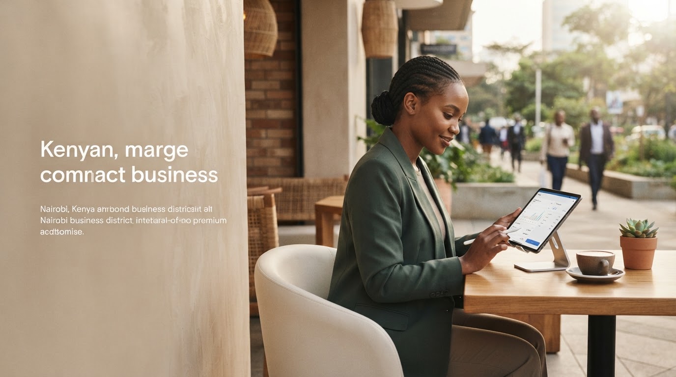 Neravia Crypto Flow client reviewing investment data in a sunlit Nairobi home office